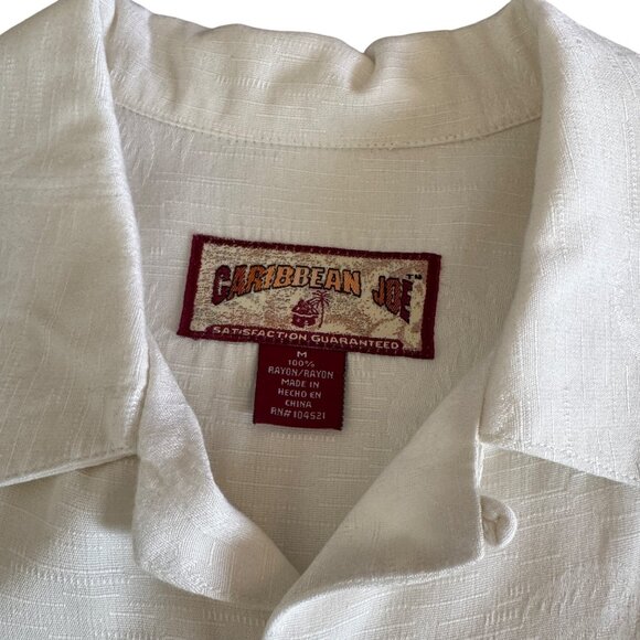 Caribbean Joe's Tropical White SS Button Down Shirt Mens Hawaiian, Size M - Picture 4 of 7